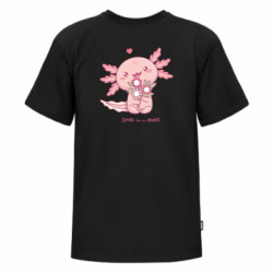 Футболка преміум дитяча FATLINE Усмішка щасливого Аксолотля з квітами - FATLINE Футболка преміум дитяча FATLINE Усмішка щасливого Аксолотля з квітами