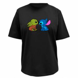 Футболка премиум женская FATLINE Baby Yoda And Stitch - FATLINE Футболка премиум женская FATLINE Baby Yoda And Stitch