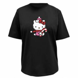 Футболка премиум женская FATLINE Christmas Kitty with candy - FATLINE Футболка премиум женская FATLINE Christmas Kitty with candy