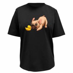 Футболка премиум женская FATLINE Французский бульдог с уточкой - FATLINE Футболка премиум женская FATLINE Французский бульдог с уточкой