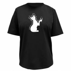 Футболка преміум жіноча FATLINE Кішка з бокалом - FATLINE Футболка преміум жіноча FATLINE Кішка з бокалом