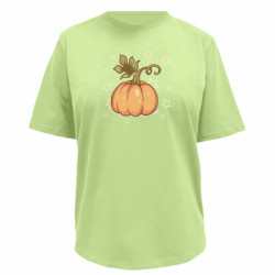 Футболка премиум женская FATLINE Красивая оранжевая тыква с листьями - FATLINE Футболка премиум женская FATLINE Красивая оранжевая тыква с листьями