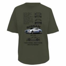 Футболка премиум женская FATLINE Nissan GT-R34 - FATLINE Футболка премиум женская FATLINE Nissan GT-R34