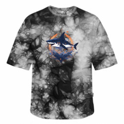 Футболка тай-дай оверсайз FATLINE Акула лого - FATLINE Футболка тай-дай оверсайз FATLINE Акула лого