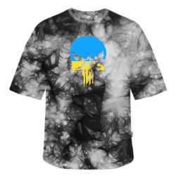 Футболка тай-дай оверсайз FATLINE Череп жовто-блакитний - FATLINE Футболка тай-дай оверсайз FATLINE Череп жовто-блакитний