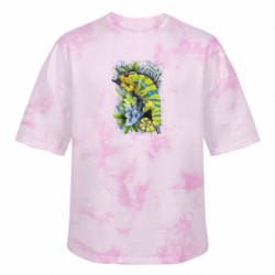 Футболка тай-дай оверсайз FATLINE Collage with chameleon and succulents - FATLINE Футболка тай-дай оверсайз FATLINE Collage with chameleon and succulents