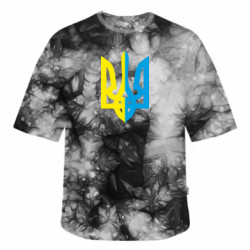 Футболка тай-дай оверсайз FATLINE Двокольоровий герб України - FATLINE Футболка тай-дай оверсайз FATLINE Двокольоровий герб України