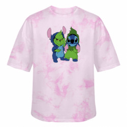 Футболка тай-дай оверсайз FATLINE Гринч и Стич - FATLINE Футболка тай-дай оверсайз FATLINE Гринч и Стич