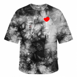 Футболка тай-дай оверсайз FATLINE Кофе и бокал с вином - FATLINE Футболка тай-дай оверсайз FATLINE Кофе и бокал с вином