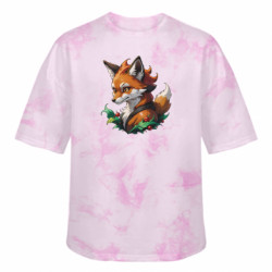 Футболка тай-дай оверсайз FATLINE Лиса и рождественские мотивы - FATLINE Футболка тай-дай оверсайз FATLINE Лиса и рождественские мотивы