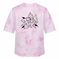 Футболка тай-дай оверсайз FATLINE Peony in oriental style - FATLINE Футболка тай-дай оверсайз FATLINE Peony in oriental style