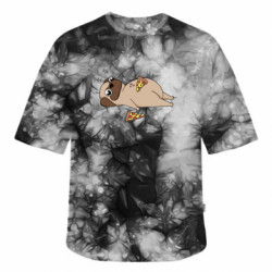 Футболка тай-дай оверсайз FATLINE Pug loves pizza - FATLINE Футболка тай-дай оверсайз FATLINE Pug loves pizza