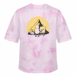 Футболка тай-дай оверсайз FATLINE QR живопис майбутнього - FATLINE Футболка тай-дай оверсайз FATLINE QR живопис майбутнього