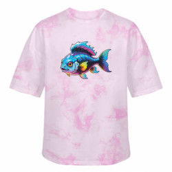 Футболка тай-дай оверсайз FATLINE Райдужна рибка - FATLINE Футболка тай-дай оверсайз FATLINE Райдужна рибка