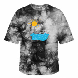 Футболка тай-дай оверсайз FATLINE Сонце, Море, Човен, Чайка - FATLINE Футболка тай-дай оверсайз FATLINE Сонце, Море, Човен, Чайка