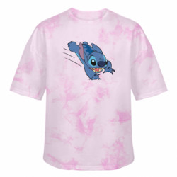 Футболка тай-дай оверсайз FATLINE Стич прыгает - FATLINE Футболка тай-дай оверсайз FATLINE Стич прыгает
