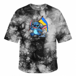 Футболка тай-дай оверсайз FATLINE Стич с украинским флагом - FATLINE Футболка тай-дай оверсайз FATLINE Стич с украинским флагом