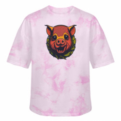 Футболка тай-дай оверсайз FATLINE Свинья в листьях - FATLINE Футболка тай-дай оверсайз FATLINE Свинья в листьях