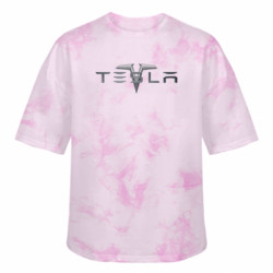 Футболка тай-дай оверсайз FATLINE Tesla Car logo - FATLINE Футболка тай-дай оверсайз FATLINE Tesla Car logo