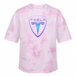 Футболка тай-дай оверсайз FATLINE Tesla logo gradient - FATLINE Футболка тай-дай оверсайз FATLINE Tesla logo gradient