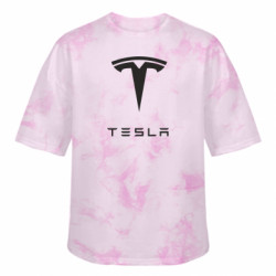 Футболка тай-дай оверсайз FATLINE Tesla Logo - FATLINE Футболка тай-дай оверсайз FATLINE Tesla Logo