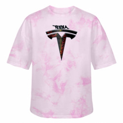 Футболка тай-дай оверсайз FATLINE Tesla Stylised Logo - FATLINE Футболка тай-дай оверсайз FATLINE Tesla Stylised Logo