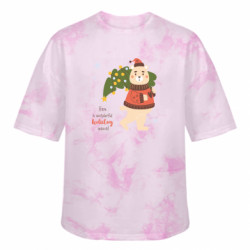 Футболка тай-дай оверсайз FATLINE Медведь с новогодней елкой - FATLINE Футболка тай-дай оверсайз FATLINE Медведь с новогодней елкой