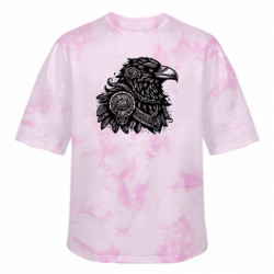 Футболка тай-дай оверсайз FATLINE Ворон вікінг войовничий крук - FATLINE Футболка тай-дай оверсайз FATLINE Ворон вікінг войовничий крук