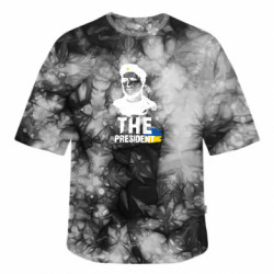 Футболка тай-дай оверсайз FATLINE Зеленский Президент! - FATLINE Футболка тай-дай оверсайз FATLINE Зеленский Президент!