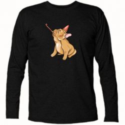 Футболка с длинным рукавом новогодний бульдог с дудочкой - FATLINE Футболка с длинным рукавом новогодний бульдог с дудочкой