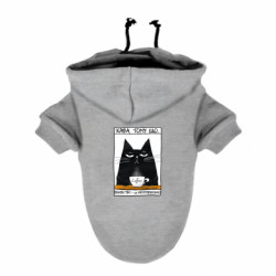 Худи для собаки Чёрный кот с чашкой кофе - FATLINE Худи для собаки Чёрный кот с чашкой кофе