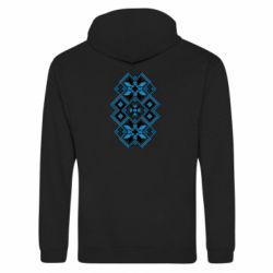 Худи на молнии унисекс Украинский узор голубой - FATLINE Худи на молнии унисекс Украинский узор голубой