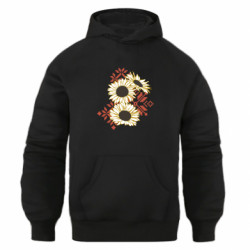 Худи оверсайз Подсолнухи с вышивкой - FATLINE Худи оверсайз Подсолнухи с вышивкой