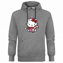 Худи премиум мужская Christmas Kitty with candy - FATLINE Худи премиум мужская Christmas Kitty with candy