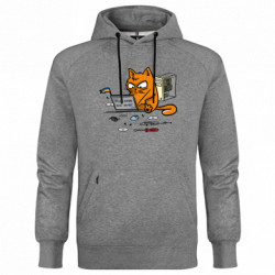 Худи премиум мужская Кот - сисадмин - FATLINE Худи премиум мужская Кот - сисадмин