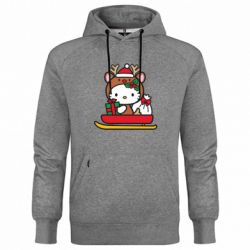 Худи премиум мужская Китти на санках - FATLINE Худи премиум мужская Китти на санках