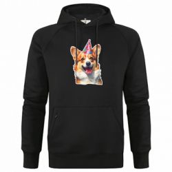 Худи премиум мужская Корги с Днем Рождения - FATLINE Худи премиум мужская Корги с Днем Рождения