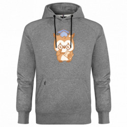 Худи премиум мужская Сова выпускник в очках в с книгой - FATLINE Худи премиум мужская Сова выпускник в очках в с книгой