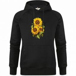 Худи премиум женская три подсолнуха - FATLINE Худи премиум женская три подсолнуха