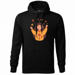 Худи унисекс Счастливая Девушка с осенними листьями