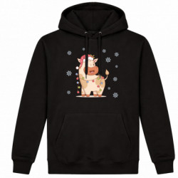 Худі утеплене Різдвяна корова Санта з гірляндою