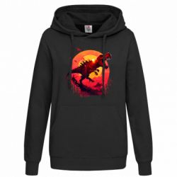 Худі жіноче Тиранозавр на фоні сонця - FATLINE Худі жіноче Тиранозавр на фоні сонця