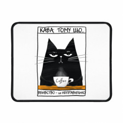 Геймерський килимок для миші Чорний кіт з чашкою кави - FATLINE Геймерський килимок для миші Чорний кіт з чашкою кави