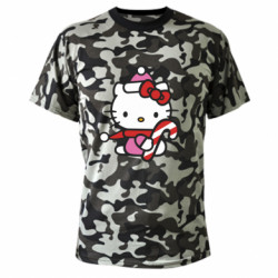 Камуфляжная футболка Christmas Kitty with candy - FATLINE Камуфляжная футболка Christmas Kitty with candy