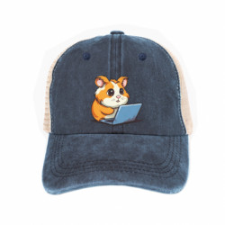 Кепка-тракер тай-дай Хомяк программист с ноутом - FATLINE Кепка-тракер тай-дай Хомяк программист с ноутом