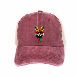 Кепка-тракер тай-дай Лиса в очках, пятна краски - FATLINE Кепка-тракер тай-дай Лиса в очках, пятна краски