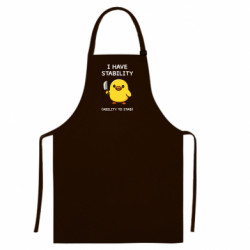 Цветной фартук Мемный принт с уткой с ножом — «У меня есть стабильность (способность тыкать)» — ироничный юмор, забавная иллюстрация
