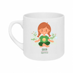 Кружка 180ml Счастливая девочка йог с листьями - FATLINE Кружка 180ml Счастливая девочка йог с листьями