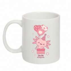 Кружка 320ml Аксолотль именинник в подарке с воздушными шарами - FATLINE Кружка 320ml Аксолотль именинник в подарке с воздушными шарами
