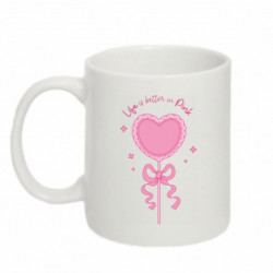 Кружка 320ml Сердце Life is Better in Pink - FATLINE Кружка 320ml Сердце Life is Better in Pink
